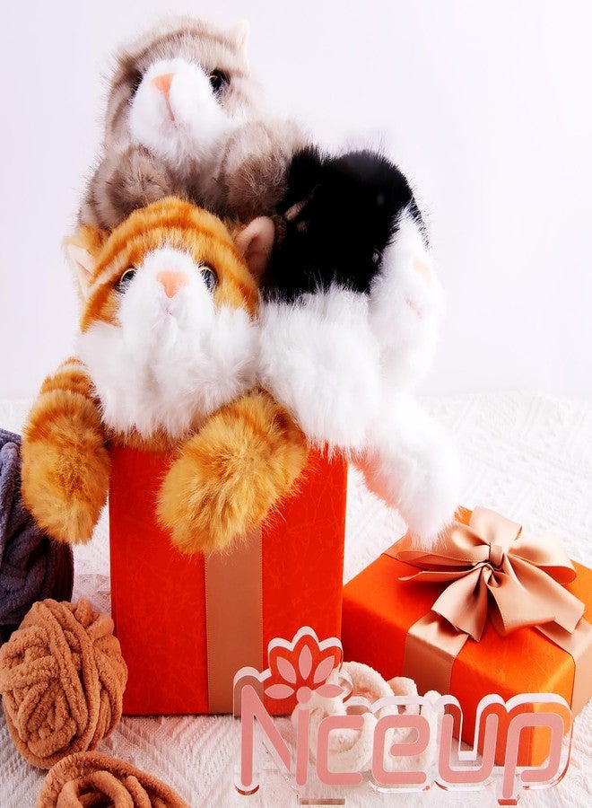 Niceup 3pcs Kitten Stuffed Animal, 7in Small Plush Kitty Cat with Sensory Beans, Pet Adoption Party Favors Black Orange Grey Cat Stuffy Toys for Kids Gift Halloween Décor Christmas Stock Stuffers - Image 5